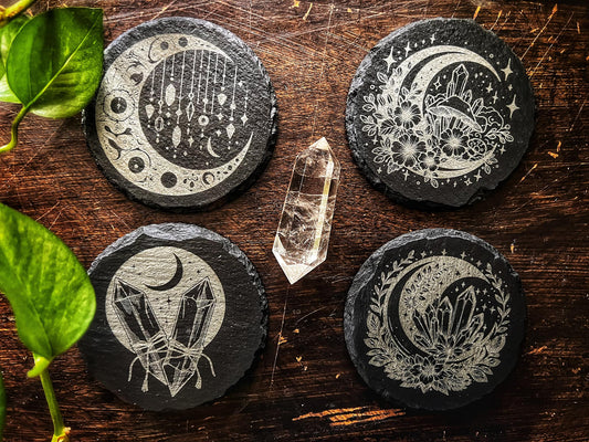 SLATE CRYSTAL MOON THEMED COASTERS