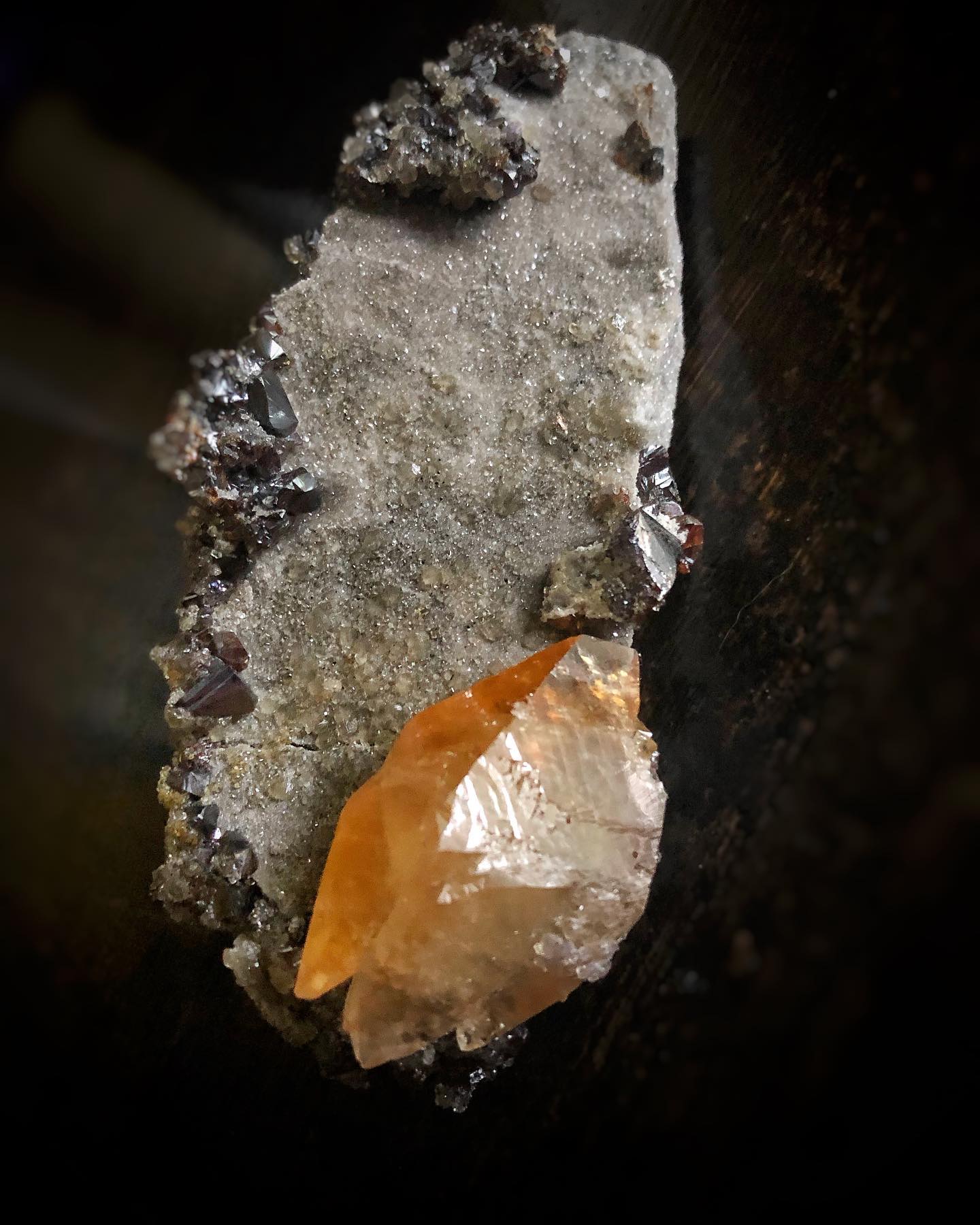 Calcite & Sphalerite on Dolomite Matrix