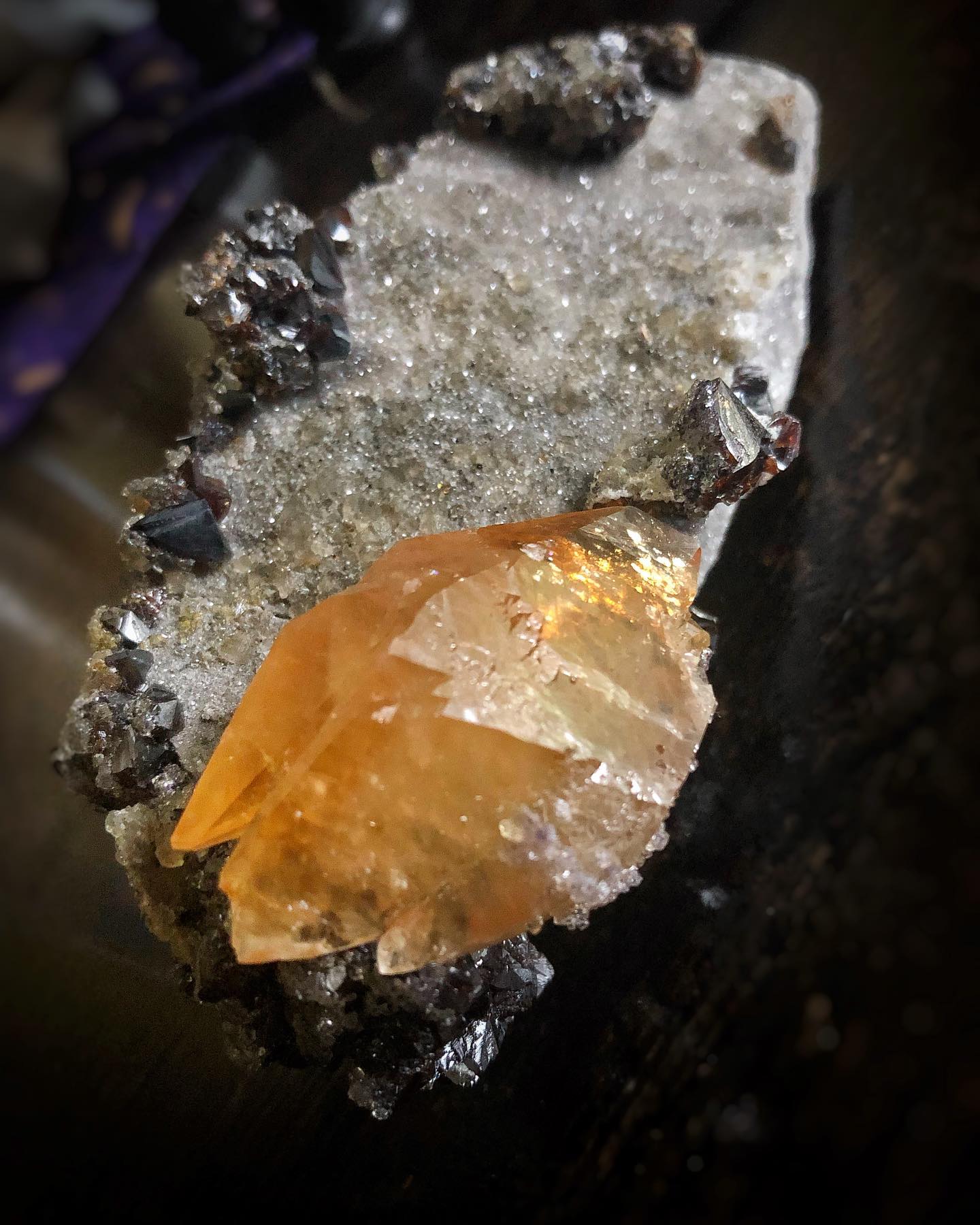 Calcite & Sphalerite on Dolomite Matrix